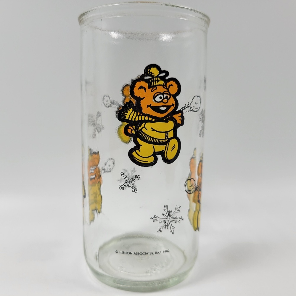 VTG Muppet Babies Fozzie Bear Glass Cup‎ Jim Henson Associates Muppets 1989